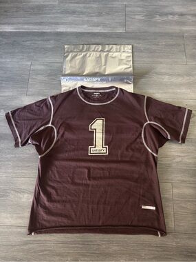 Satisfy Men's Short-Sleeve Athletic Tee in Deep Burgundy